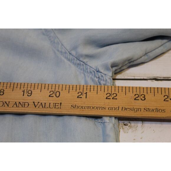 Merona Blue Chambray Shirt Dress 1/2 Button-up Women's XXL Pockets Long Sleeve - Picture 8 of 10